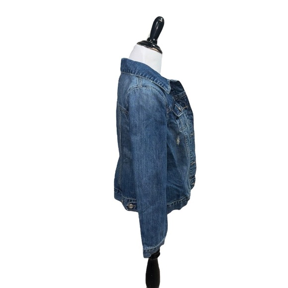Old Navy Maternity Women's S Small Crop Denim Jacket Distressed Button Closure - Picture 4 of 7